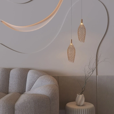 Подвесной светодиодный светильник с металлическим плафоном 90380/1 золото, LED