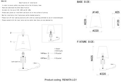 Настольная лампа Crystal Lux RENATA LG1 GOLD 3591/501