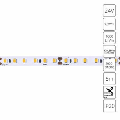 Светодиодная лента 24V 9,6W/m 3000К 5м Arte Lamp TAPE A2412008-01-3K, LED