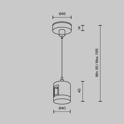 Подвес тросовый Hang с прямым коннектором питания Flarity платина, TRA157SW-IPC1-PT. TM Maytoni