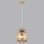 5042/1A PENDANT ODL24 373 античн.бронза/янтарный/металл/стекло/эко.кожа Подвес E27 1*60W JUGI