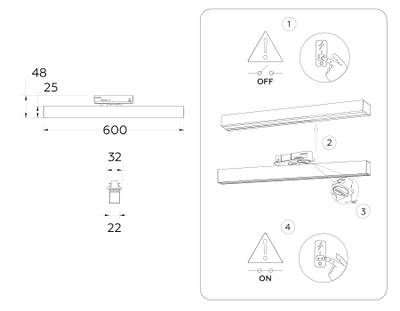 Светильник светодиодный трековый GL6769 WH белый LED 24W 3000K 600*22*48