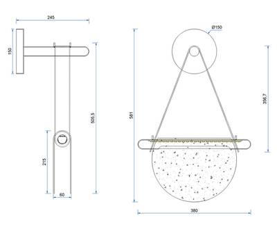 07687-30,19(16) Подвес Тэрро черный (плафон серый) w37*5 h120 Led 8W (4000K)