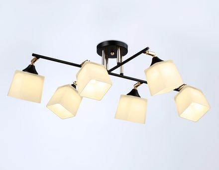 Светильник подвесной TR303089/6 BK/FGD/FR черный/золото/белый матовый E27/6 max 40W 800*580*250