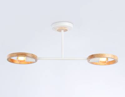 Подвесной светильник со сменной лампой TR8243/2 WH/LWD белый/светлое дерево E27/2 max 40W 590*165*220
