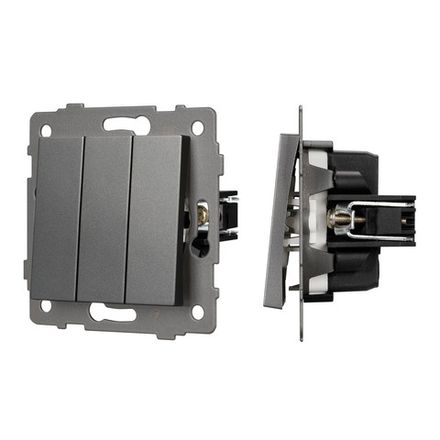 Механизм выключателя трехклавишный непроходной SWT-MK03-PL-GR-V (250V, 10A) (Arlight, -)