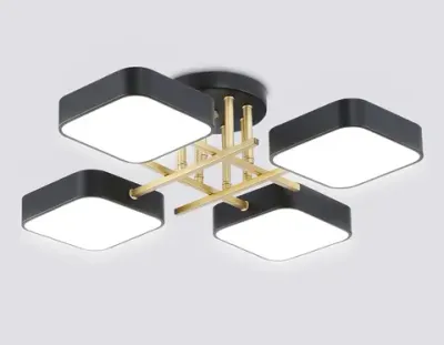 Светильник светодиодный подвесной FL516343/4 BK/GD черный/золото 72W 3000-6000K 550*550*150 (без ПДУ)