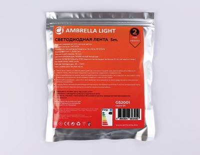 Светодиодная лента GS2001 5050 60Led/ 14.4W m/ 12V IP20 3000K/ 5000*10*1.87mm/ кратность резки 50mm (2 конт.)