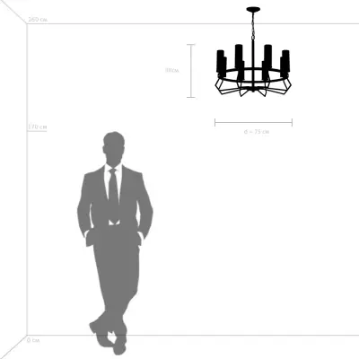 723085 Люстра FLUME 8х40W E14 ЧЕРНЫЙ МАТОВЫЙ/НИКЕЛЬ Lightstar