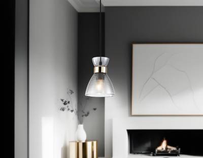 Светильник подвесной TR3406 BK/FGD/SM черный/золото/дымчатый E27 max 60W D135*1000