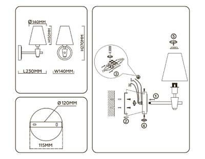Светильник настенный LH75047 BS/WH латунь/белый E14 max 40W 230*140*270