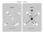 Подвесной светильник в стиле лофт TR80435/6 BK/GD черный/золото E27/6 max 60W D950*730