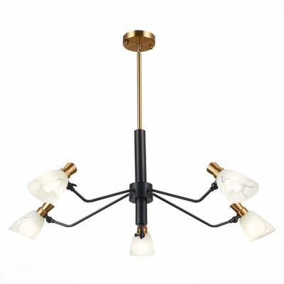 SLE205403-05 Люстра подвесная Черный, Латунь/Белый E14 5*60W