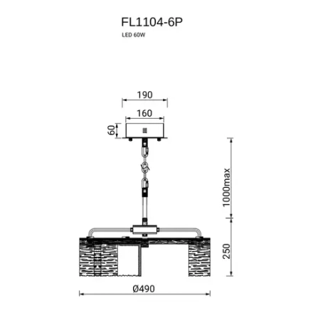 Люстра подвесная De Palais FL1104-6P, LED