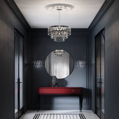 Умная подвесная люстра с хрусталем 10130/8 хром