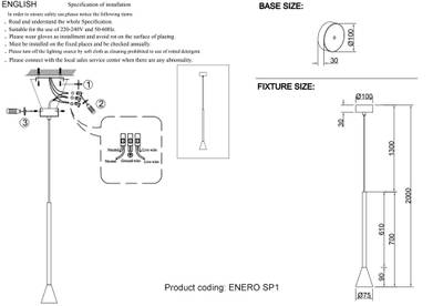 Светильник подвесной Crystal Lux ENERO SP1 BLACK 0503/201