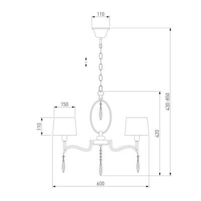 Умный потолочный светильник с хрусталем 10127/5 хром/прозрачный хрусталь Strotskis Smart (10093/5), E14х5