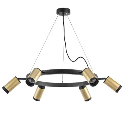 LR01640637 Люстра RULLO 6х50W GU10 ЧЕРНЫЙ/ЗОЛОТО (571016+214440-6+203437-6)