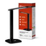 Светильник светодиодный настольный ССО 08Ч 12Вт 3000-6500К 600лм сенсор-диммер с адаптером черн. IN HOME 4690612036564