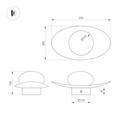 Светильник SP-PERLEN-WALL-L350-6W Warm3200-MIX (BK, 150 deg, 230V, TOUCH-DIM) (Arlight, IP20 Металл, 5 лет)