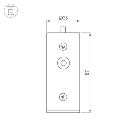 Заглушка ROUND-D36-360 BLACK с отверстием (Arlight, Металл)