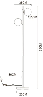 Торшер Arte Lamp ALCOR A2224PN-2BK, 2хE14