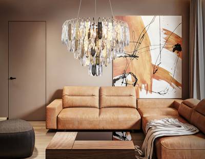 Подвесная люстра с хрусталем TR5256/8 SGD/CL золото/прозрачный E27*8 max 40W D500*350