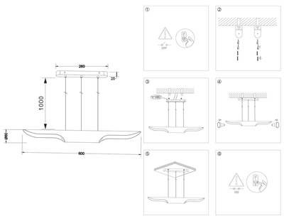 Светильник подвесной TN5157/2 BK черный E27/2 max 40W 600*60*1100