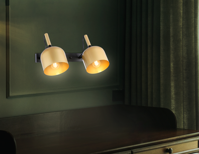 Настенно-потолочный спот TR97106/2 GD/BK золото/черный E27*2 max 40W D130*223*273