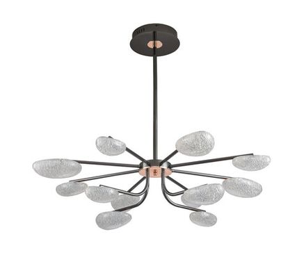 Люстра диммируемая Юнни черный жемчуг d90 h80/60/50 Led 6*5W+6*7W (4000K) с пультом ДУ