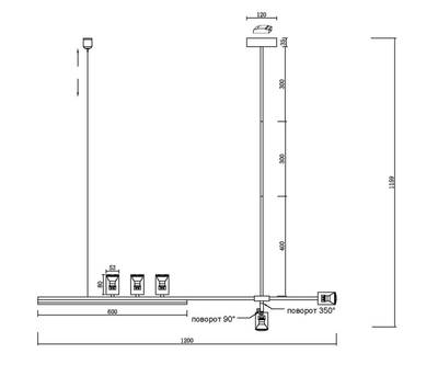 07618-120,36 Люстра Рия латунь L120 h116/86/46 GU10 5*5W+Led 12W (3000K) (лампы в комплекте)
