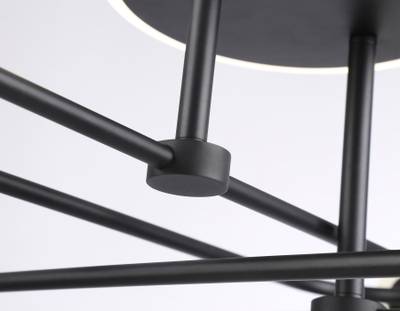 Потолочный светодиодный светильник со сменной лампой и пультом управления FL66232/6 BK черный 48W 3000K-6400K+G9/4 880*880*240 (ПДУ ИК)