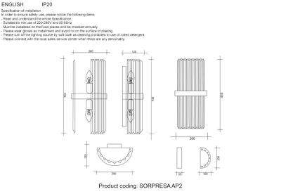 Бра Crystal Lux SORPRESA AP2 BRASS/TRANSPARENTE 2980/402