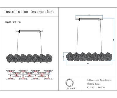 Люстра Грея латунь L95 h200 Led 14*2W (3000K)