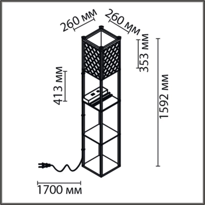 8093/1F COMFI LN26 460 черный/белый, дерево/текстиль Торшер Е27 1*60W 220V PRACTIC
