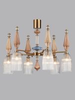 5414/6 MODERN ODL_EX26 античная бронза/терракот/синий/бежевый/металл/керамика Люстра E14 6*40W TERRA