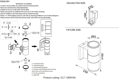 Бра Crystal Lux CLT 138W160 BL 1400/522