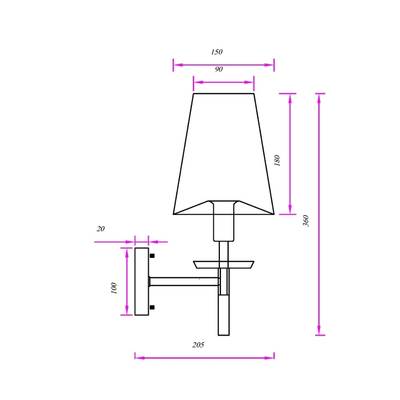 Бра Arte Lamp RICCARDO A4075AP-1BK, 1хE14