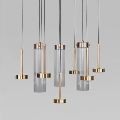 Подвесной светодиодный светильник со стеклянными плафонами 301102 LED латунь, LED