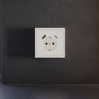 VLS001013 Накладка для розетки с заземлением и защитными шторками, с USB A+C, S70 (хлопок). (ТМ Maytoni)