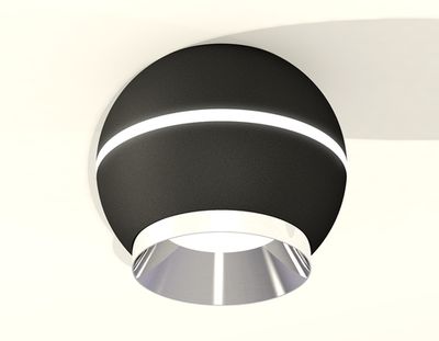 Комплект накладного светильника XS1102011 SBK/PSL черный песок/серебро полированное MR16 GU5.3 LED 3W 4200K (C1102, N7032)