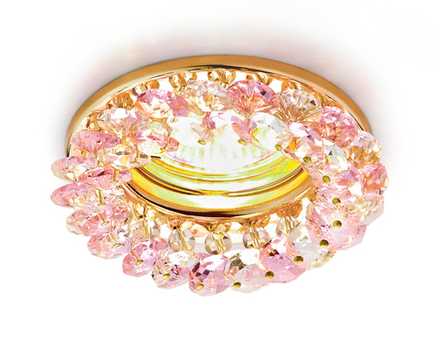 Встраиваемый точечный светильник K206 PI/G золото/розовый хрусталь MR16