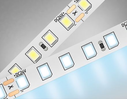 Светодиодная лента GS3103 2835 120Led/ 10W m/ 24V IP20 6500K/ 5000*8*1.2mm/ кратность резки 50mm (2 конт.)