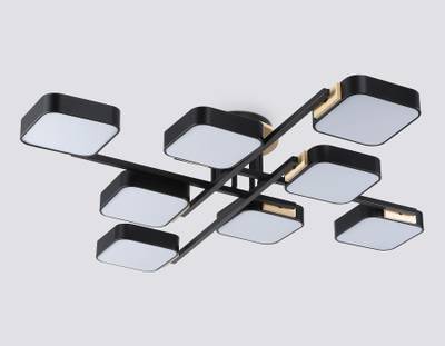 Светильник светодиодный подвесной FL4890/8 BK/WD черный/дерево 144W 3000-6000K 960*960*160(без ПДУ)