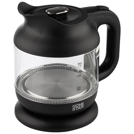 Чайник HomeStar HS-1056 (1,2 л), стекло, пластик, черный