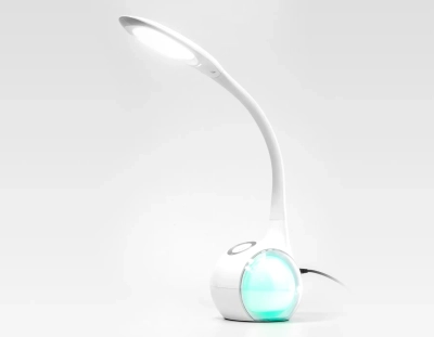 Светодиодная настольная лампа с RGB подсветкой DE532 WH белый LED 4200K+RGB 7.5W