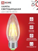 Лампа светодиодная LED-СВЕЧА-deco 5Вт свеча прозрачная 3000К тепл. бел. E27 450лм 230В IN HOME 4690612007588