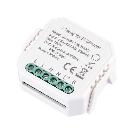 ST9000.500.01C WIFI реле 1 канал, 10A Белый - -*Max 2300W/250W - Ra  IP20 L46xW46xH18 100-240V