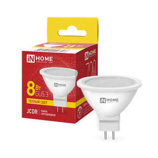 Лампа светодиодная LED-JCDR-VC 8Вт рефлектор 3000К тепл. бел. GU5.3 720лм 230В IN HOME 4690612020327