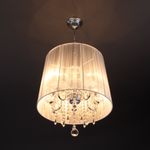 Люстра подвесная с абажуром и хрусталем 2045/5 хром/белый